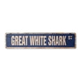 thumbnail image 1 of GREAT WHITE SHARK Vintage Plastic Street Sign week ocean dangerous teeth mammal | Indoor/Outdoor |  24" Wide, 1 of 4