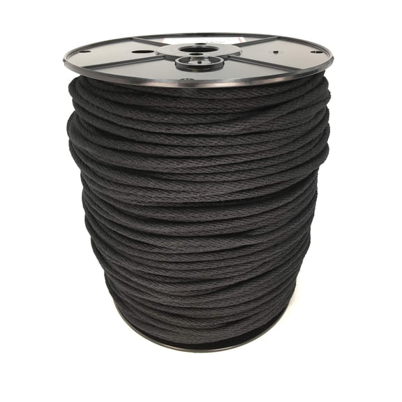 GREAT WHITE Sash Cord Black, 3/16" x 1,200' Spool (#6) Cotton Tie Down Camping, Clothesline, Rigging, Crafts, Theater, Window Replacement, Entertainment Spot Cord DIY Home Improvement USA