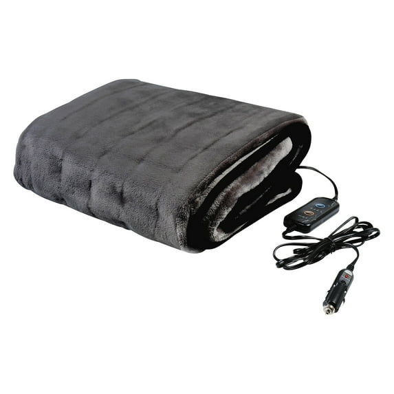 GREAT WORKING TOOLS Heated Car Blanket, 12v Heated Blanket for Car Electric Blanket 12v Washable 3 Heat Settings Auto Shutoff 55" X 40" - Charcoal