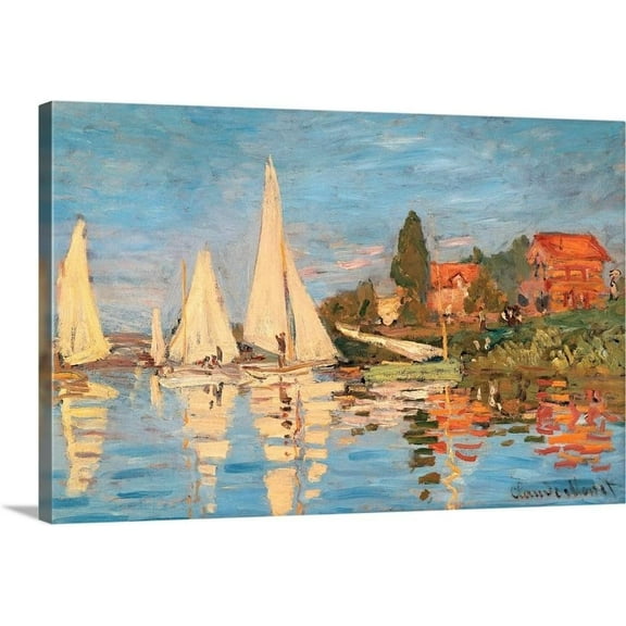 GREATBIGCANVAS Regatta at Argenteuil, Monet Claude, Canvas Wall Art Print, Home Decor Artwork, 24"x16"