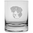 thumbnail image 1 of GREATER SWISS MOUNTAIN Dog Themed Etched 10.25oz Crystal Rocks Whisky Glass, 1 of 1