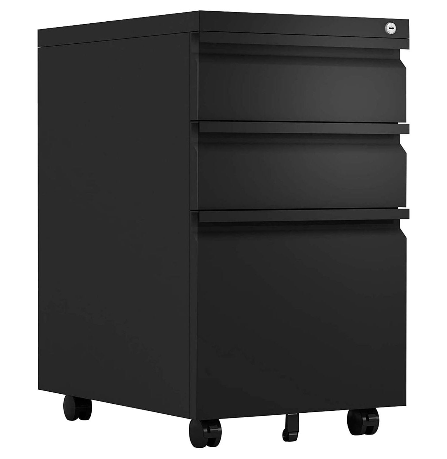 GREATMEE 3 Drawer Mobile File with Wheels and Lock,Metal Filing