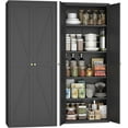 thumbnail image 1 of GREATMEET 71" Tall Storage Cabinet, Metal Food Pantry Cabinet, Pantry Storage Cabinets，Kitchen Storage Cabinet with 4 Adjustable Shelves，Cupboard for Kitchen, Dining Room, Living Room, Black, 1 of 17