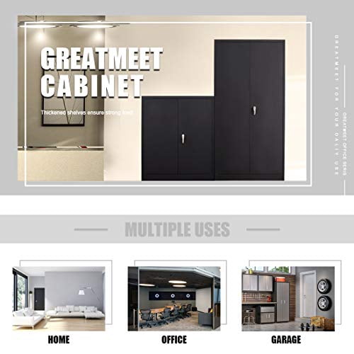 Metal Garage Cabinet With 2 Doors And 4 Adjustable Shelves - 71" Steel - View #13