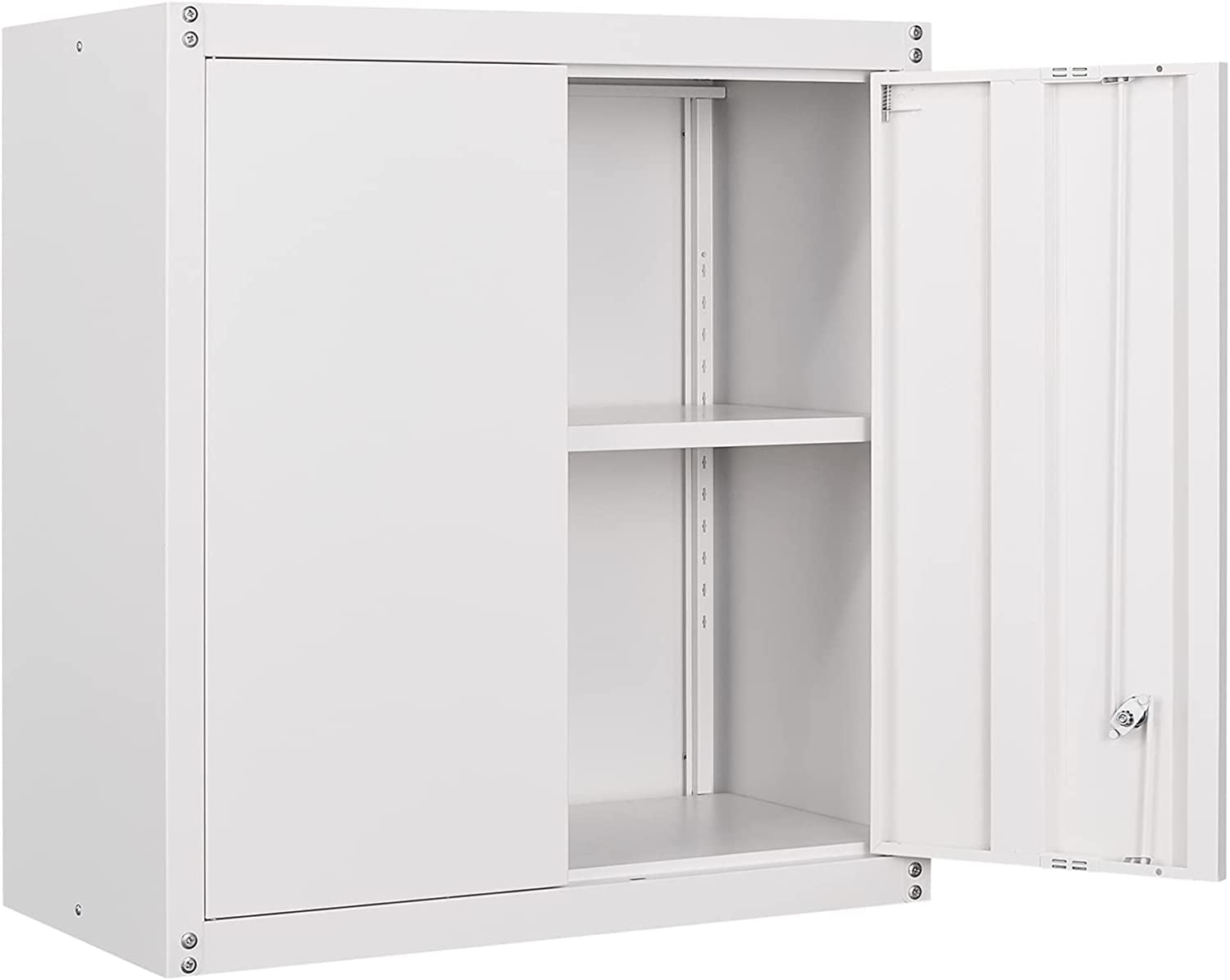 GREATMEET Metal Wall Storage with Lock Wall Mount Metal Storage