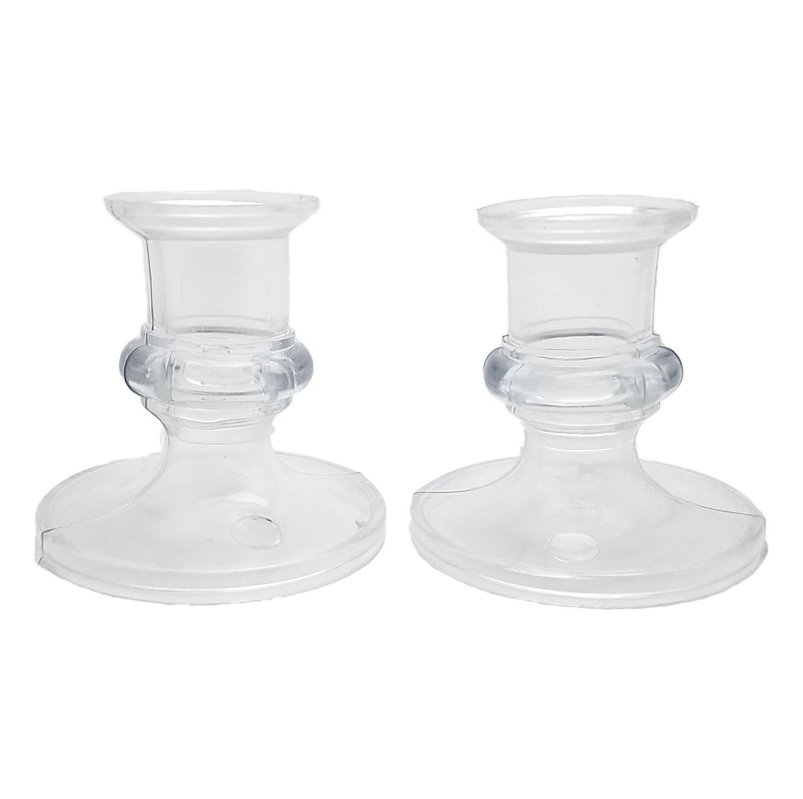 GREATYUUO 12 Clear Plastic Candle Holders for Taper Candles Round