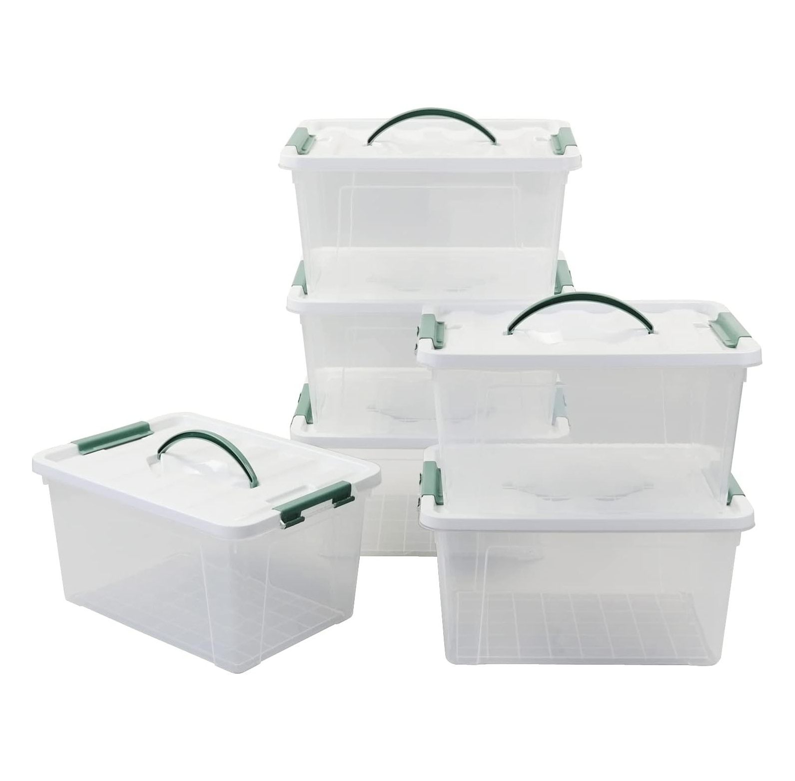 GREATYUUO 14 Quart Plastic Storage Bin with Lid, Clear Latching Box, 6