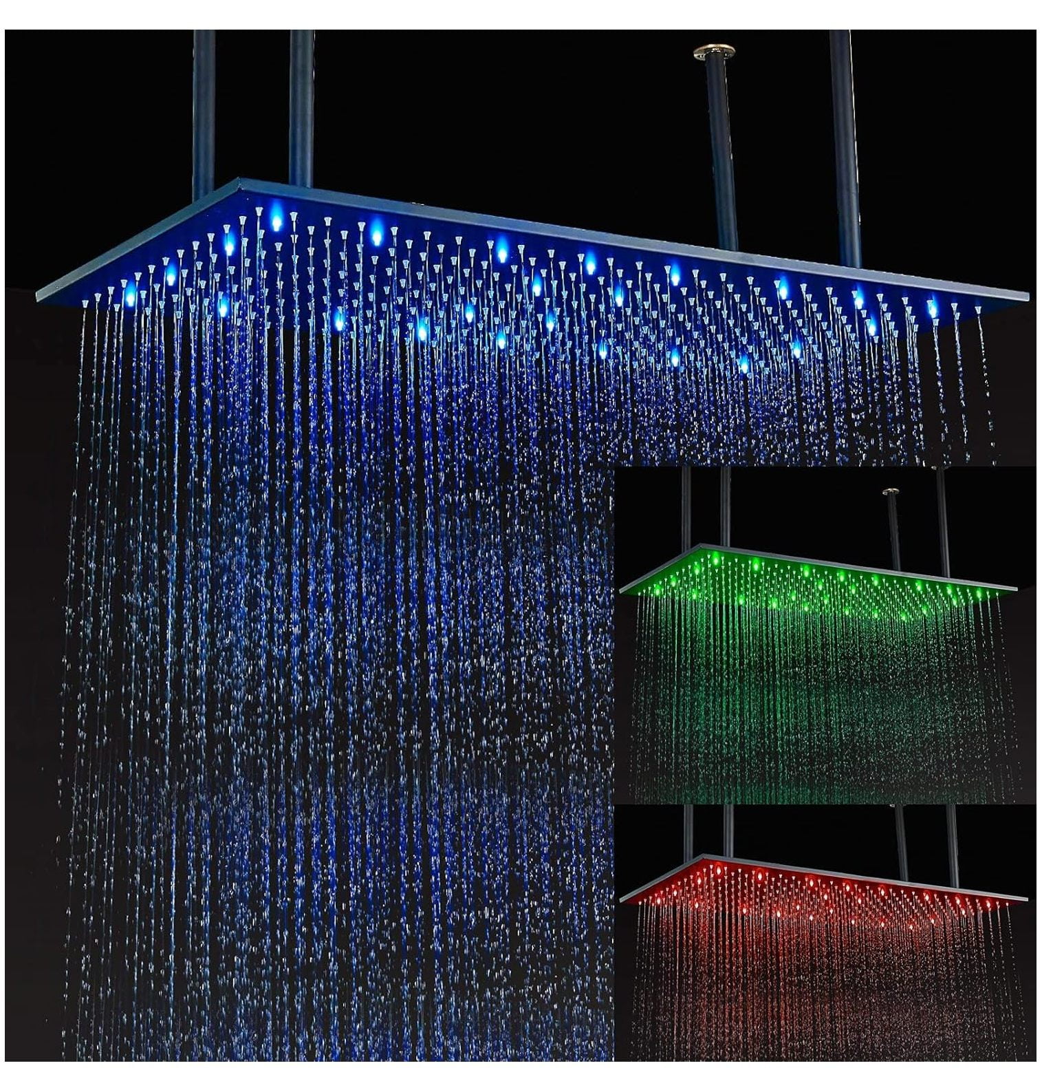 GREATYUUO 16"x32" LED Shower Head Large Rain Shower Heads Square