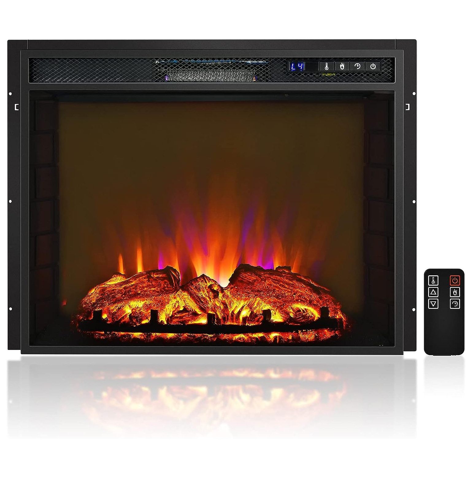 GREATYUUO 26Inch Electric Fireplace Inserts, 750W/1500W Wall Recessed