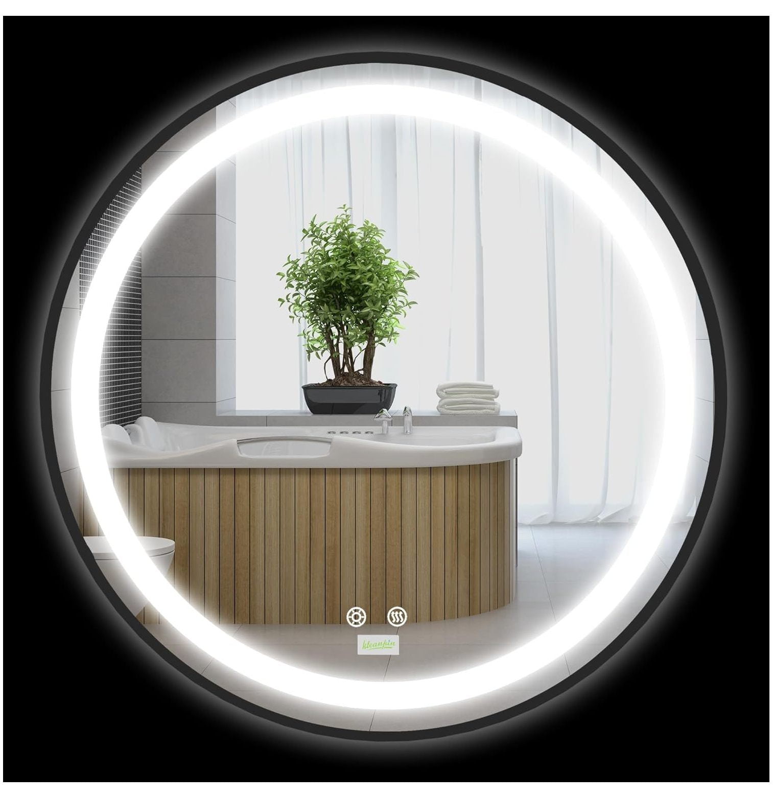 GREATYUUO 28Inch LED Bathroom Mirror for Wall, Dimmable Lighted Round