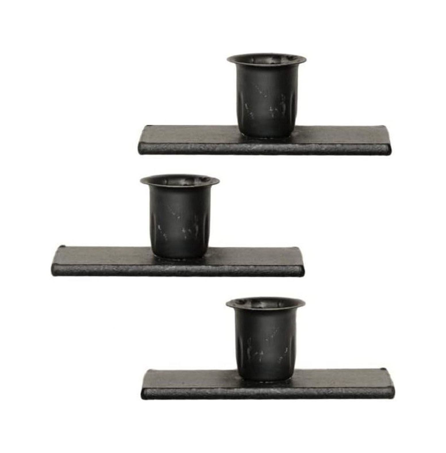 GREATYUUO 3 Window Sill Candle Holder Set Wrought Iron Country Metal