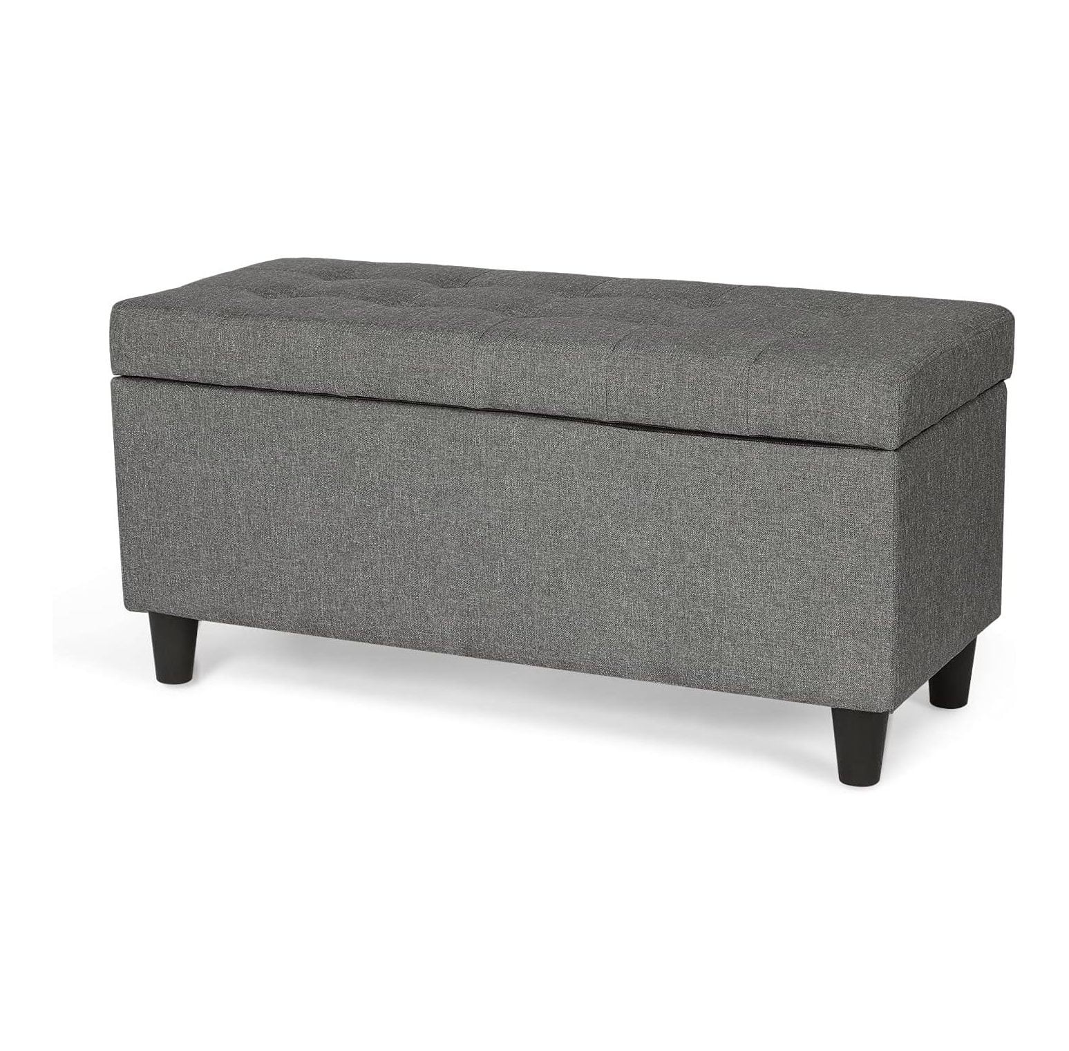 GREATYUUO 35.8" Storage Ottoman Bed Bench Fabric Button Tufted