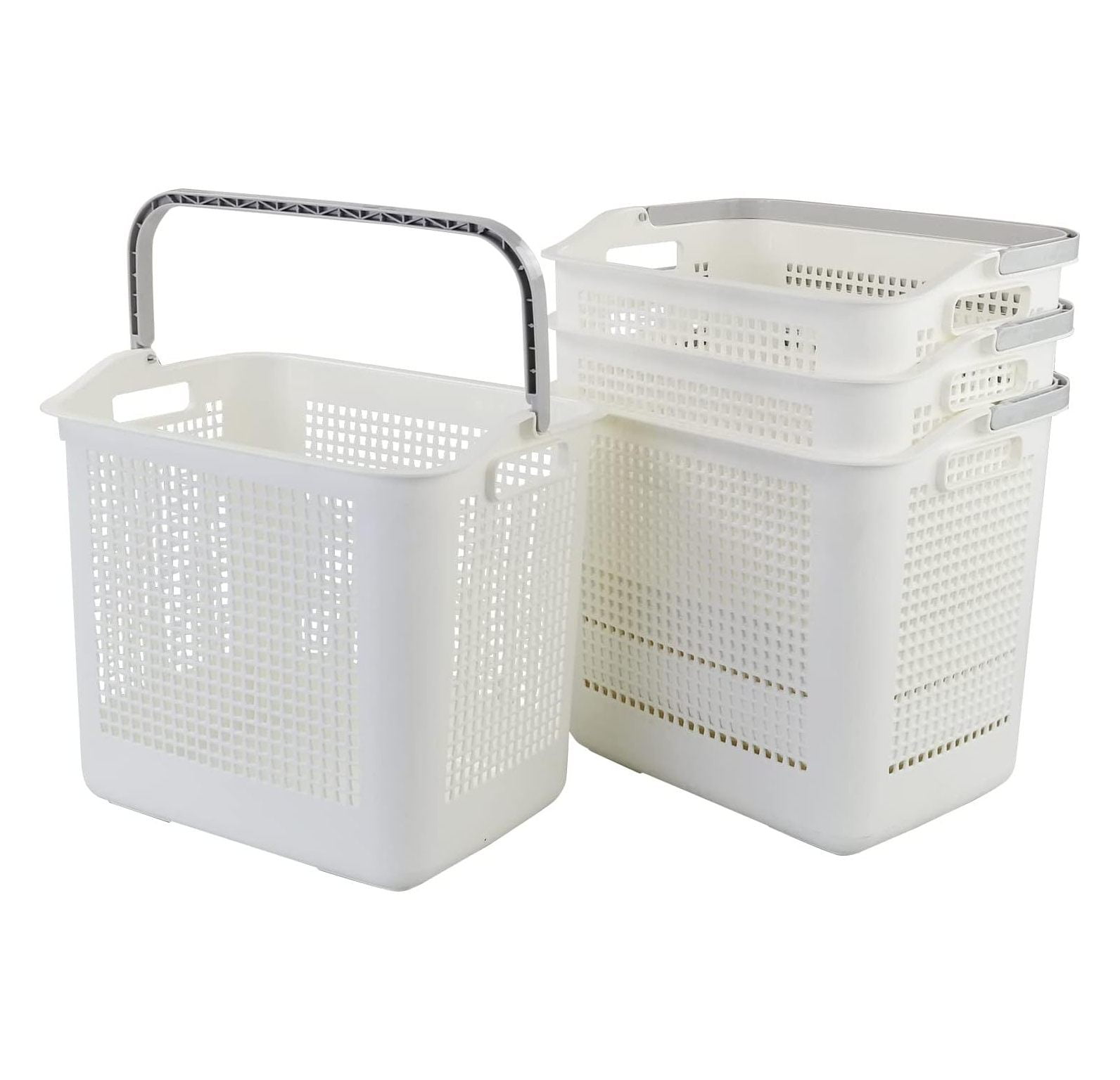 GREATYUUO 35 L Plastic Laundry Baskets with Handle, 4Pack Dirty