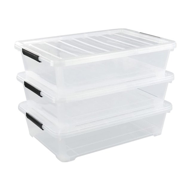 GREATYUUO 40 Quart Plastic Underbed Storage Boxes, Clear Under Bed
