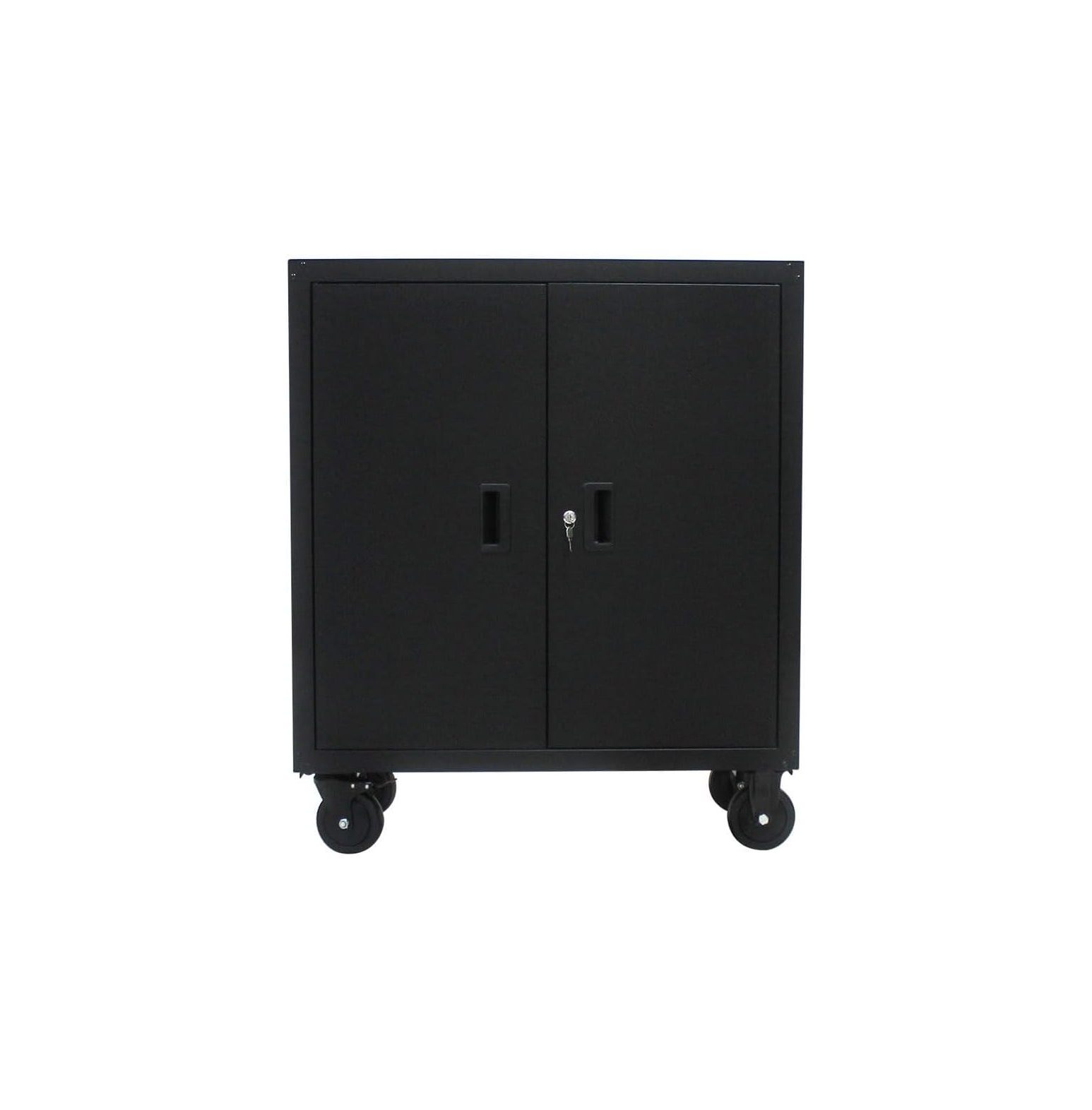 GREATYUUO 41.6" H Metal Storage with Wheels & Locking Doors, Builtin Adjustable