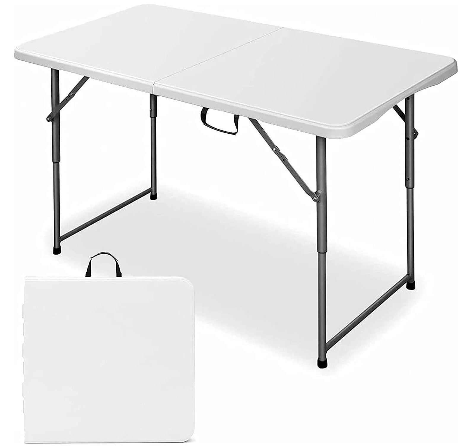 GREATYUUO 4FT FoldinHalf Table, Portable Folding Table, White