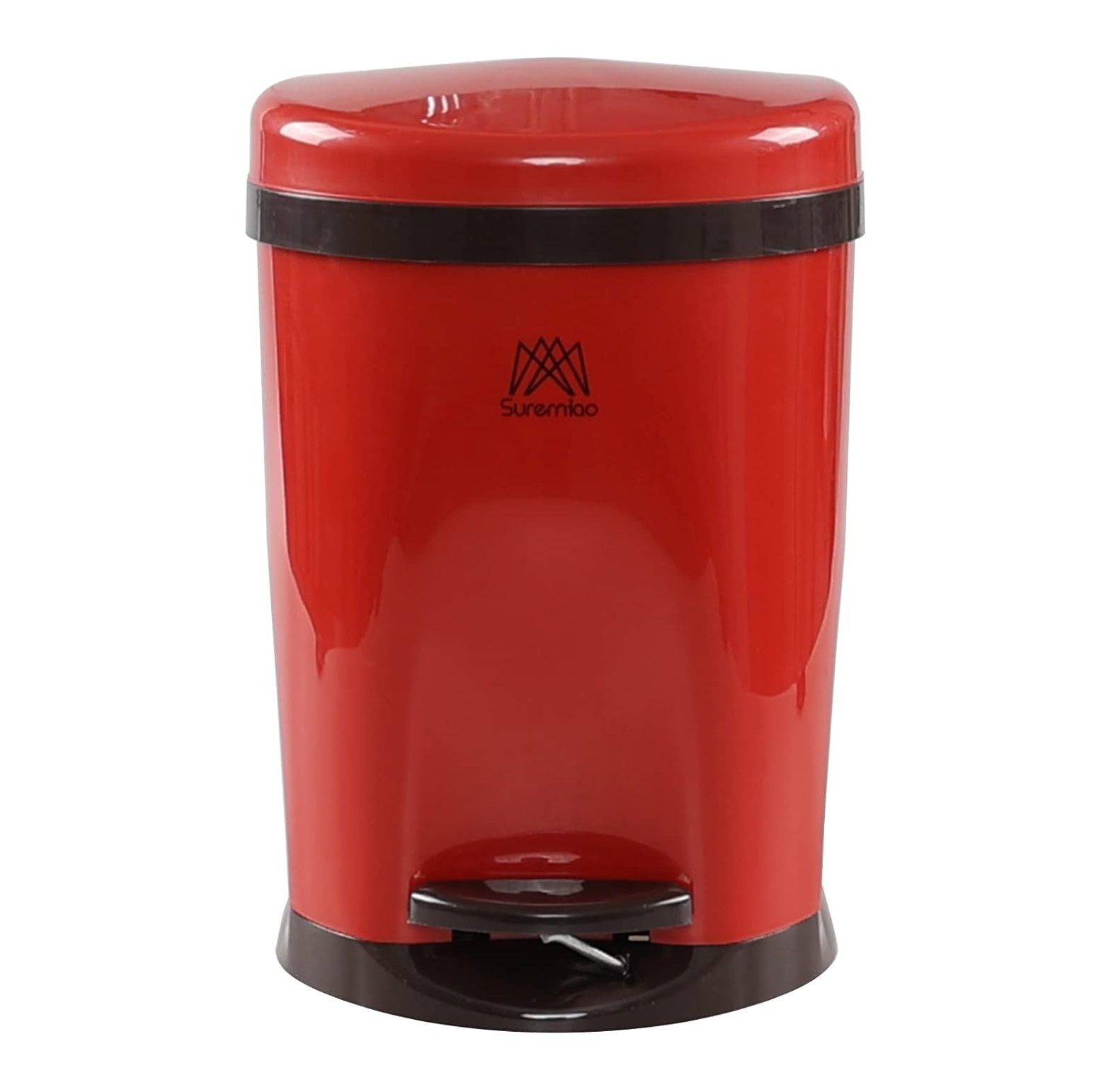 GREATYUUO 7 Liter Plastic Garbage Can with Foot Pedal, 1 Pack, Red