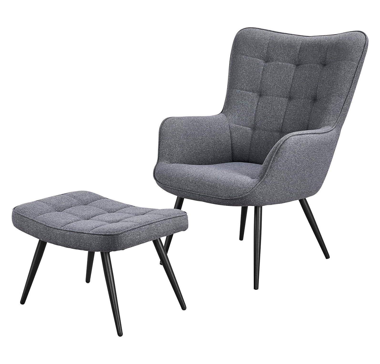 GREATYUUO Accent Chair with Ottoman Set Upholstered Living Room Chair