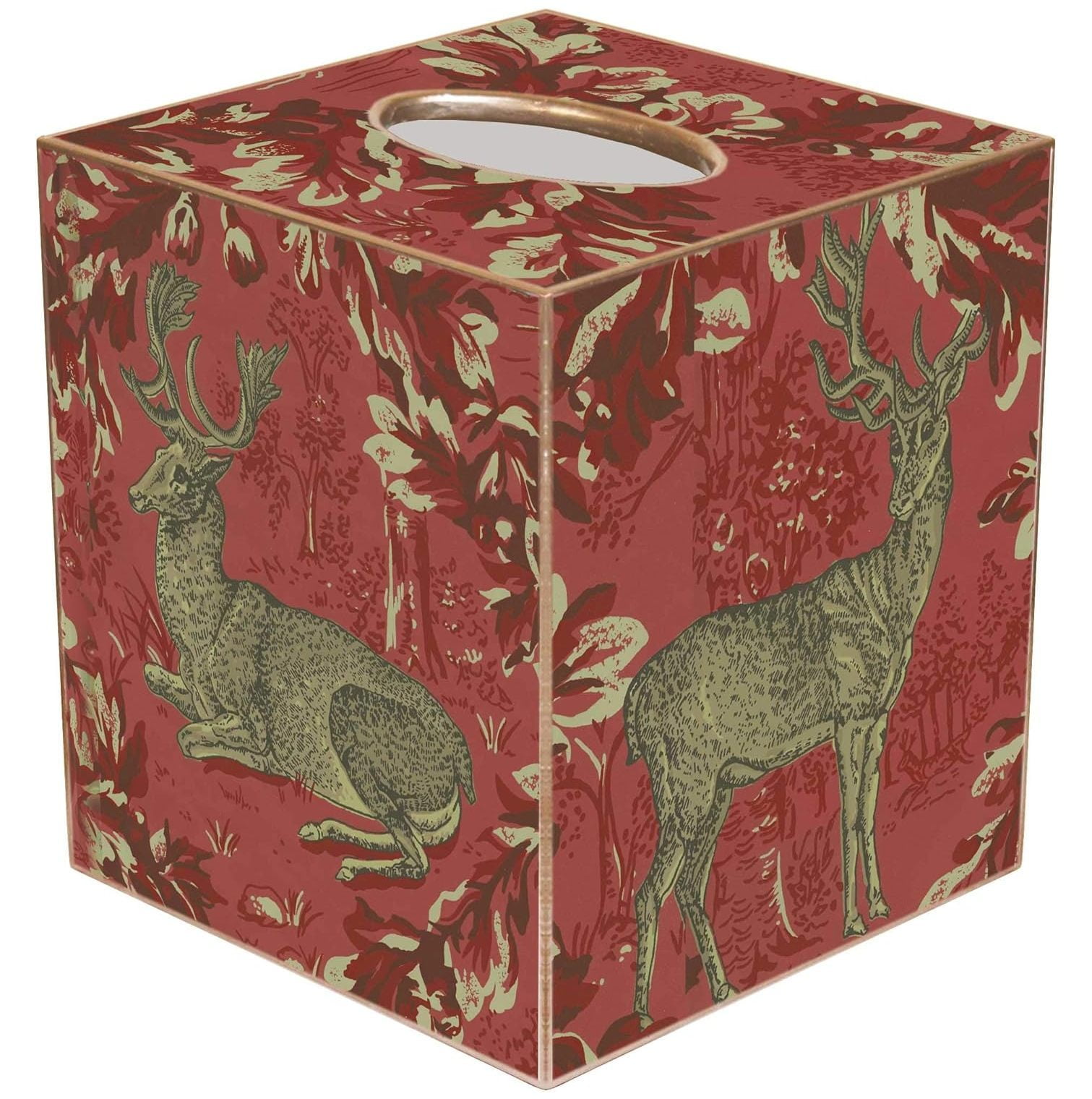 GREATYUUO Christmas Deer Tissue Box Cover TB8599Woodland Deer Red
