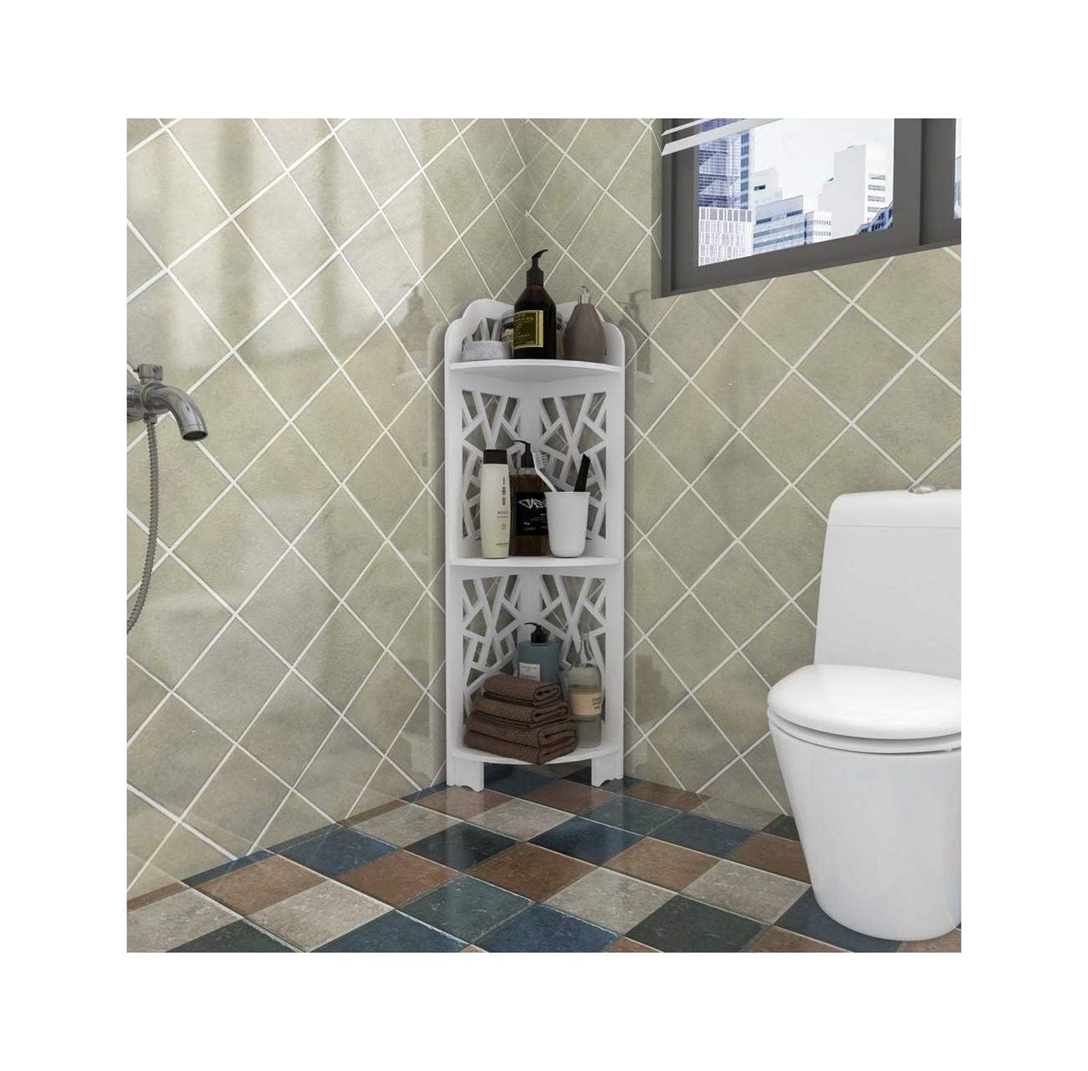 GREATYUUO Corner Shelf,3Tier Corner Ladder Shelf for Living Room