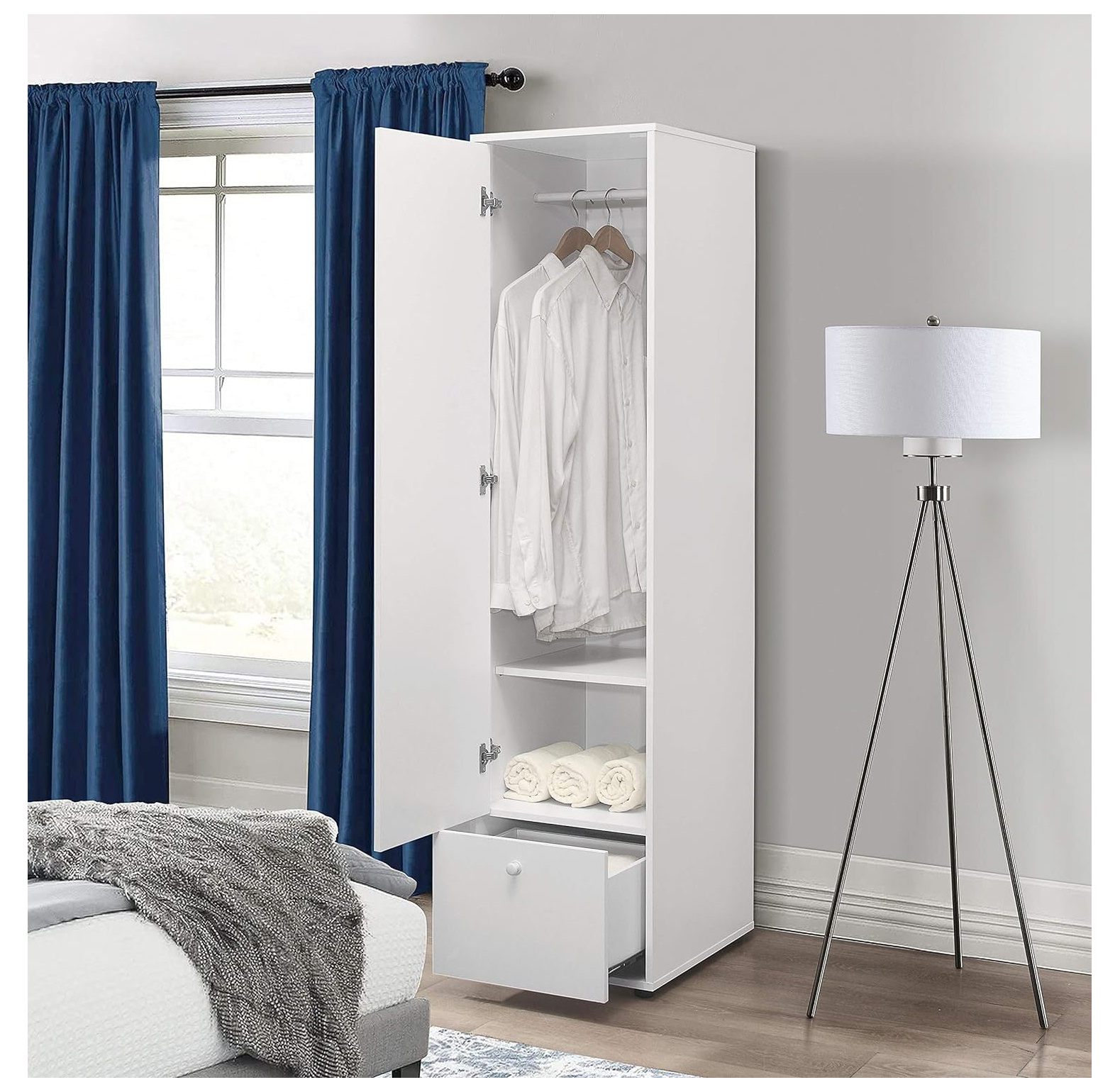 GREATYUUO Corry Wardrobe Armoire Storage Closet, White