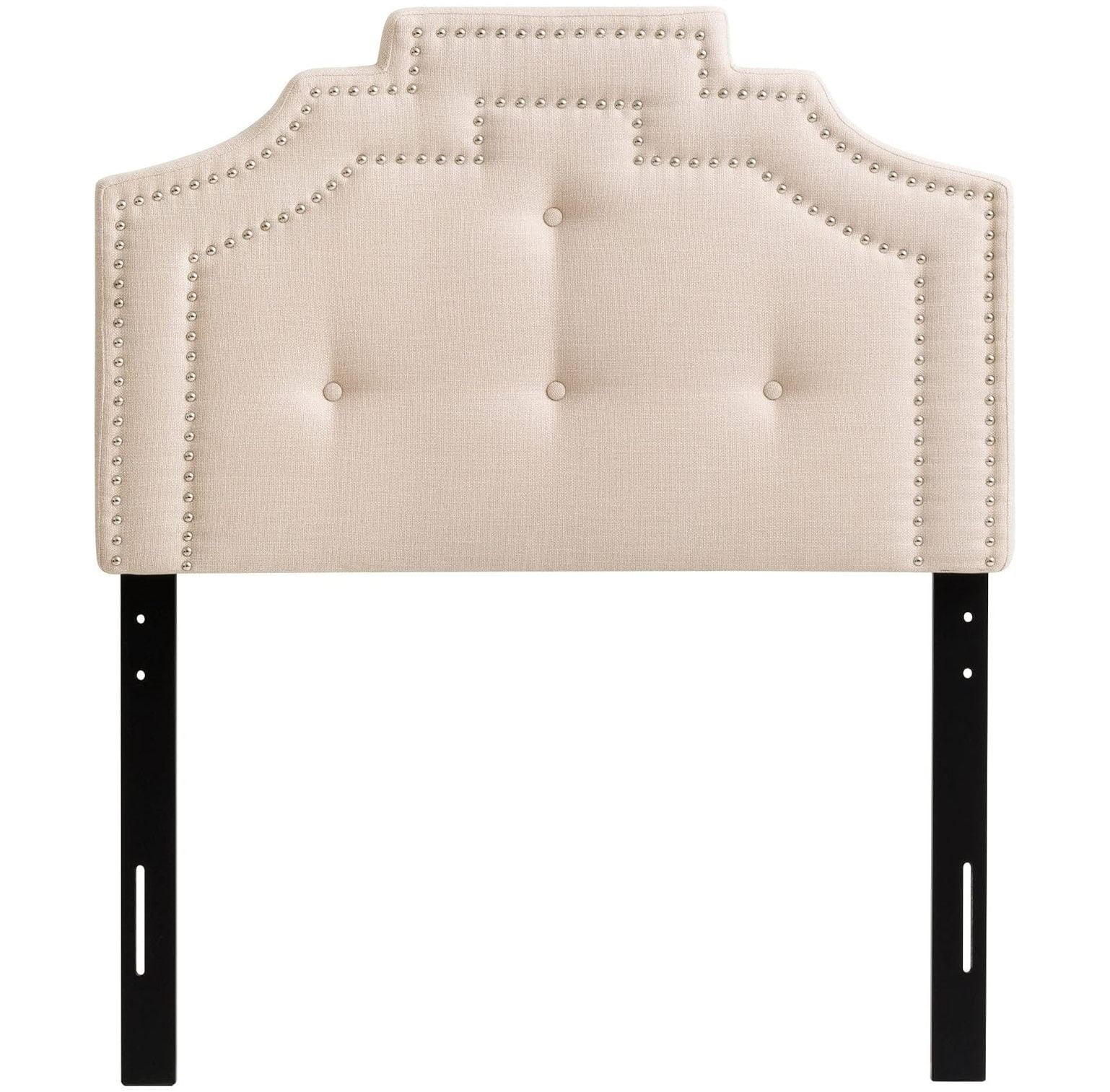 GREATYUUO Cream Fabric Crown Silhouette Headboard Single/