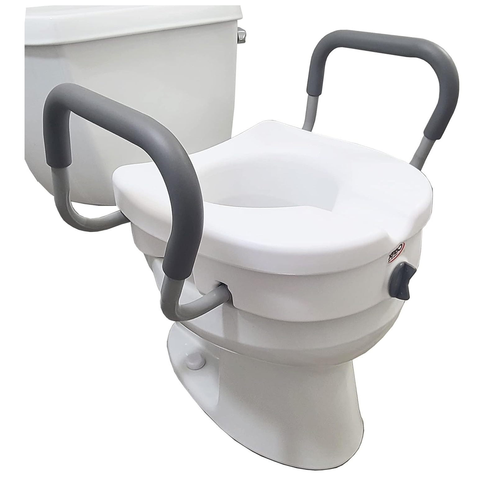 GREATYUUO EZ Lock Raised Toilet Seat With Handles, 5" Toilet Seat