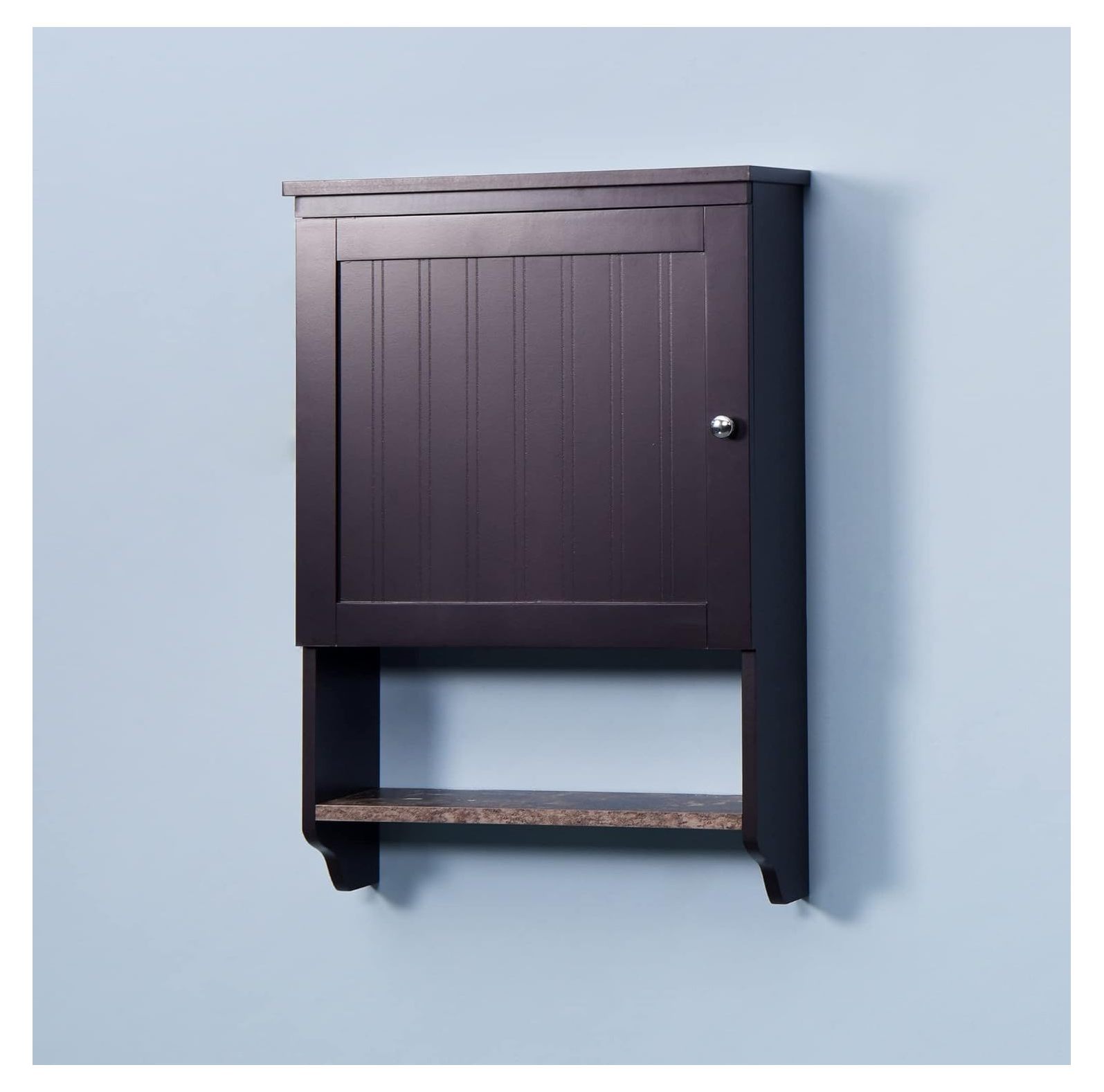 GREATYUUO Espresso Bathroom Wall with 2 Door Wooden with 1 Shelf