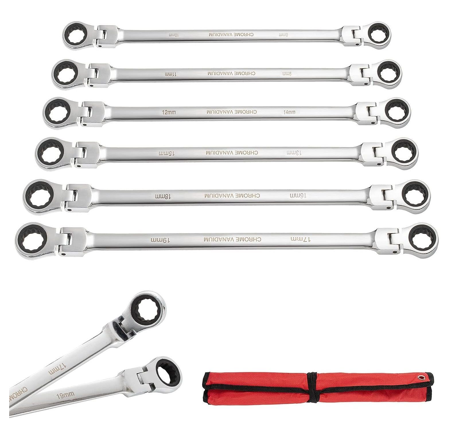 GREATYUUO Extra Long Ratcheting Wrench set, 12 Piece 819mm Metric