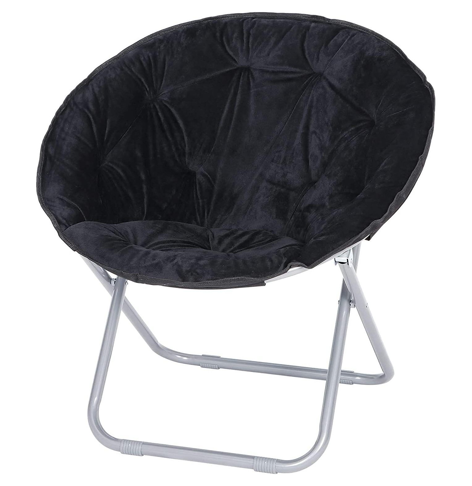 GREATYUUO Folding Saucer Chair FauxFur Moon Chair,Portable Stable and