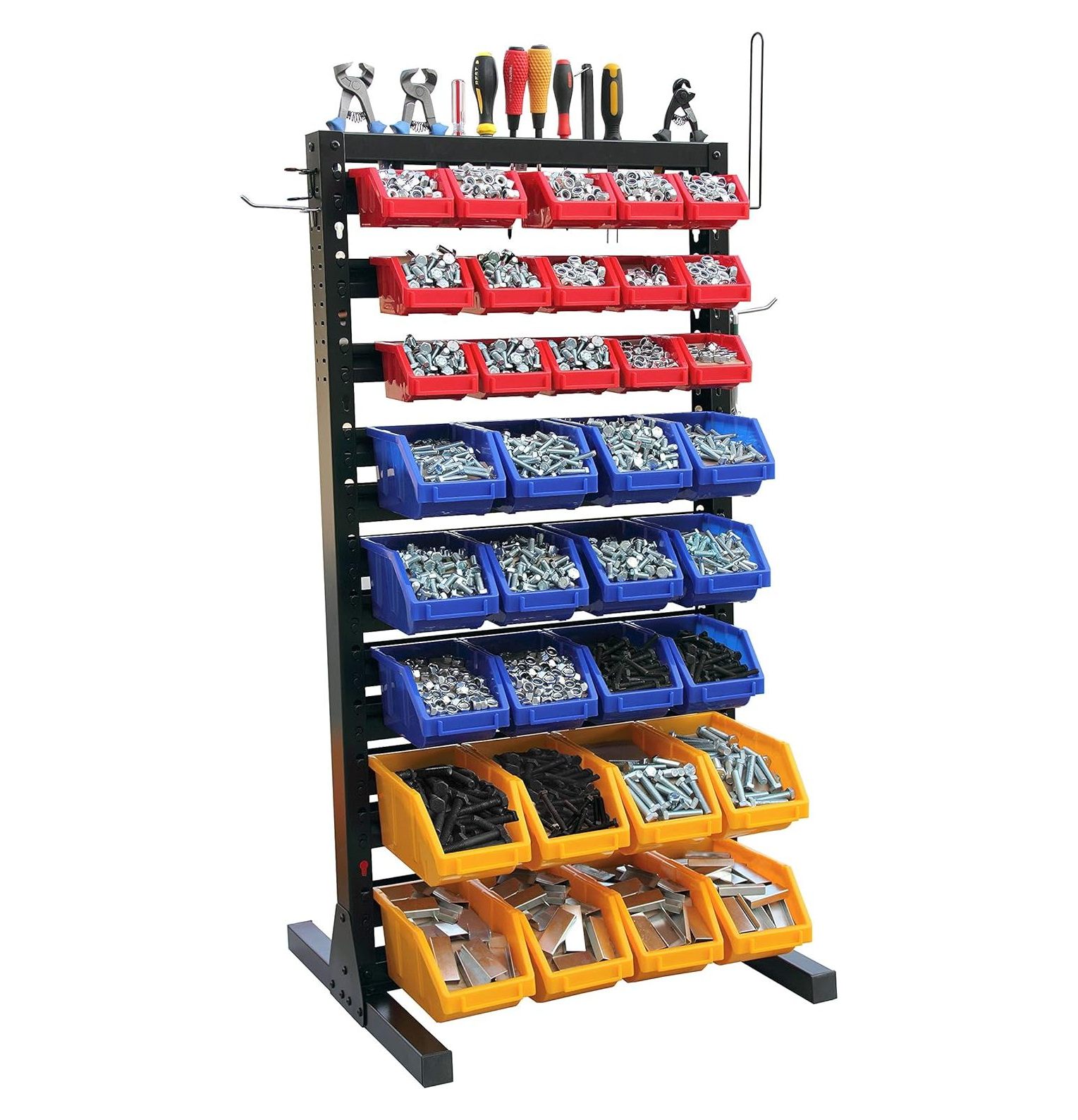GREATYUUO Hanging Bin Rack Storage System Heavy Duty Steel Rack