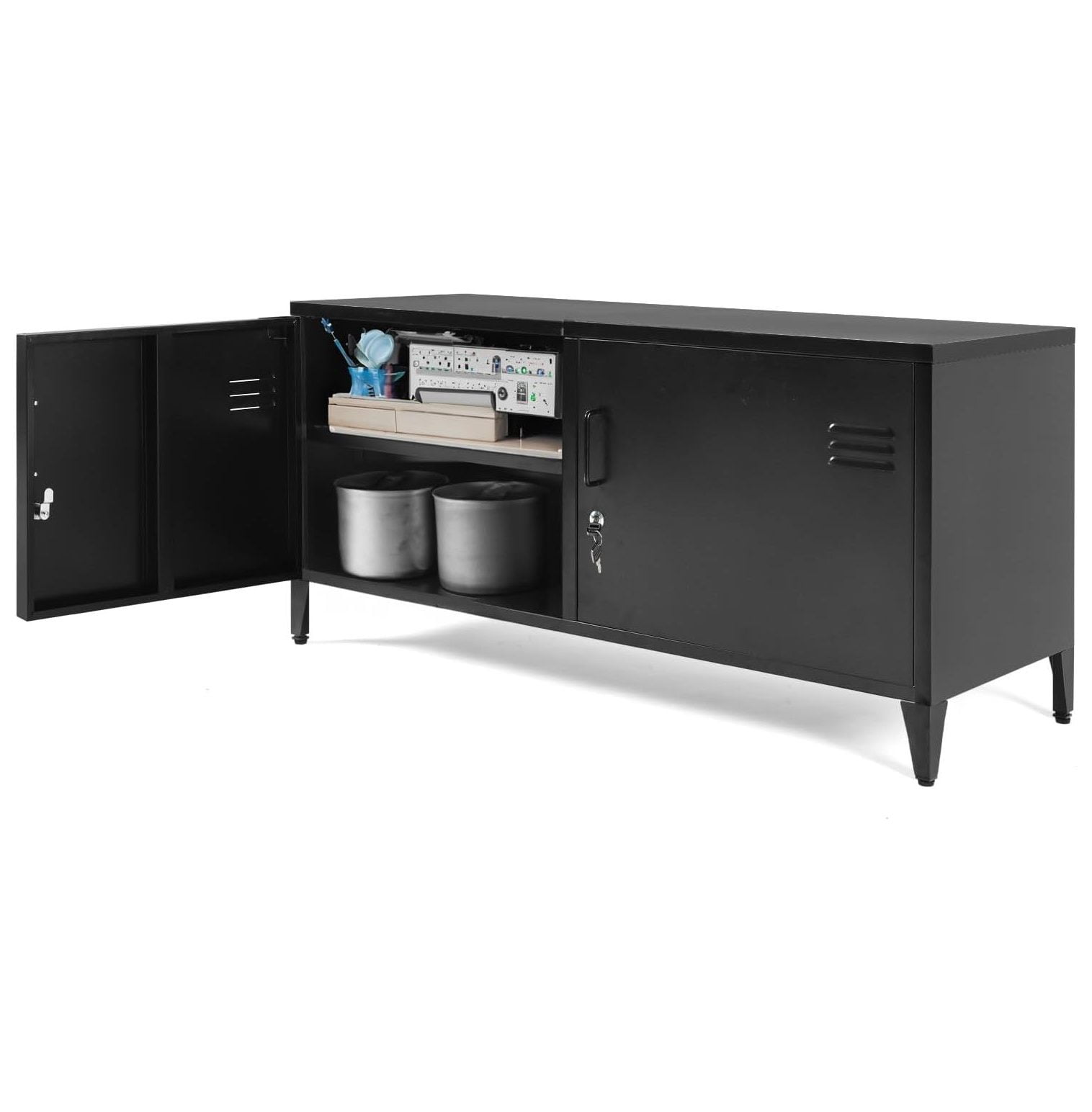 GREATYUUO Metal Storage with Lock, Steel Locker with Removable Shelves and 2