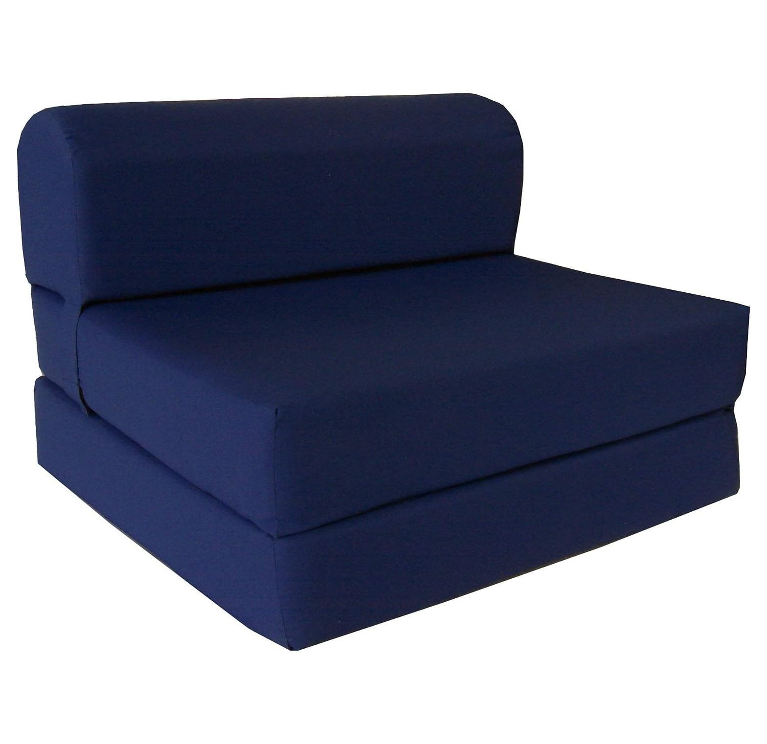 GREATYUUO Navy Blue Sleeper Chair Folding Foam Bed, Studio Guest Beds