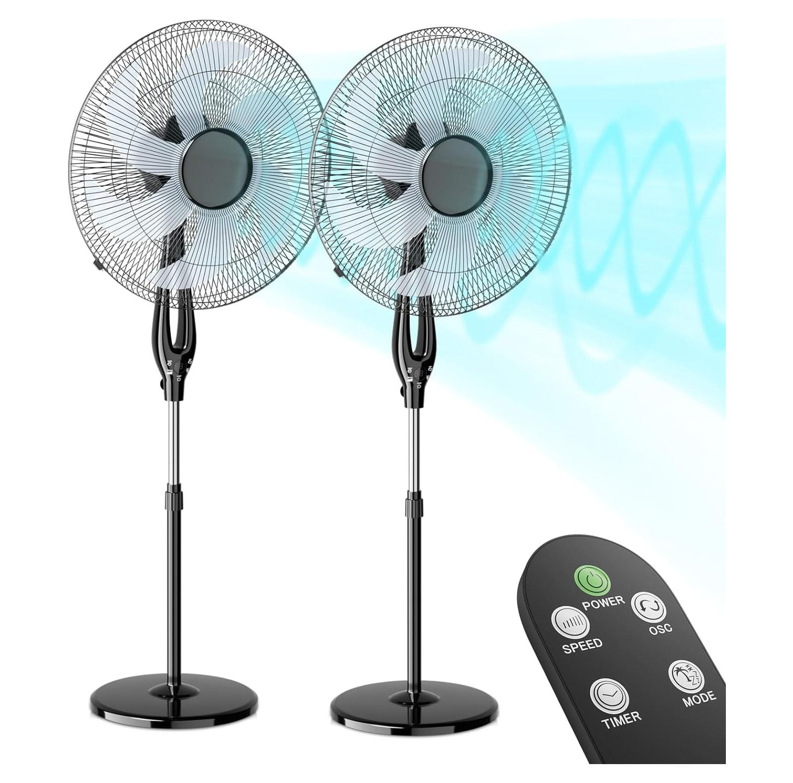 GREATYUUO Oscillating Pedestal Fan with Control 12H Timer Portable