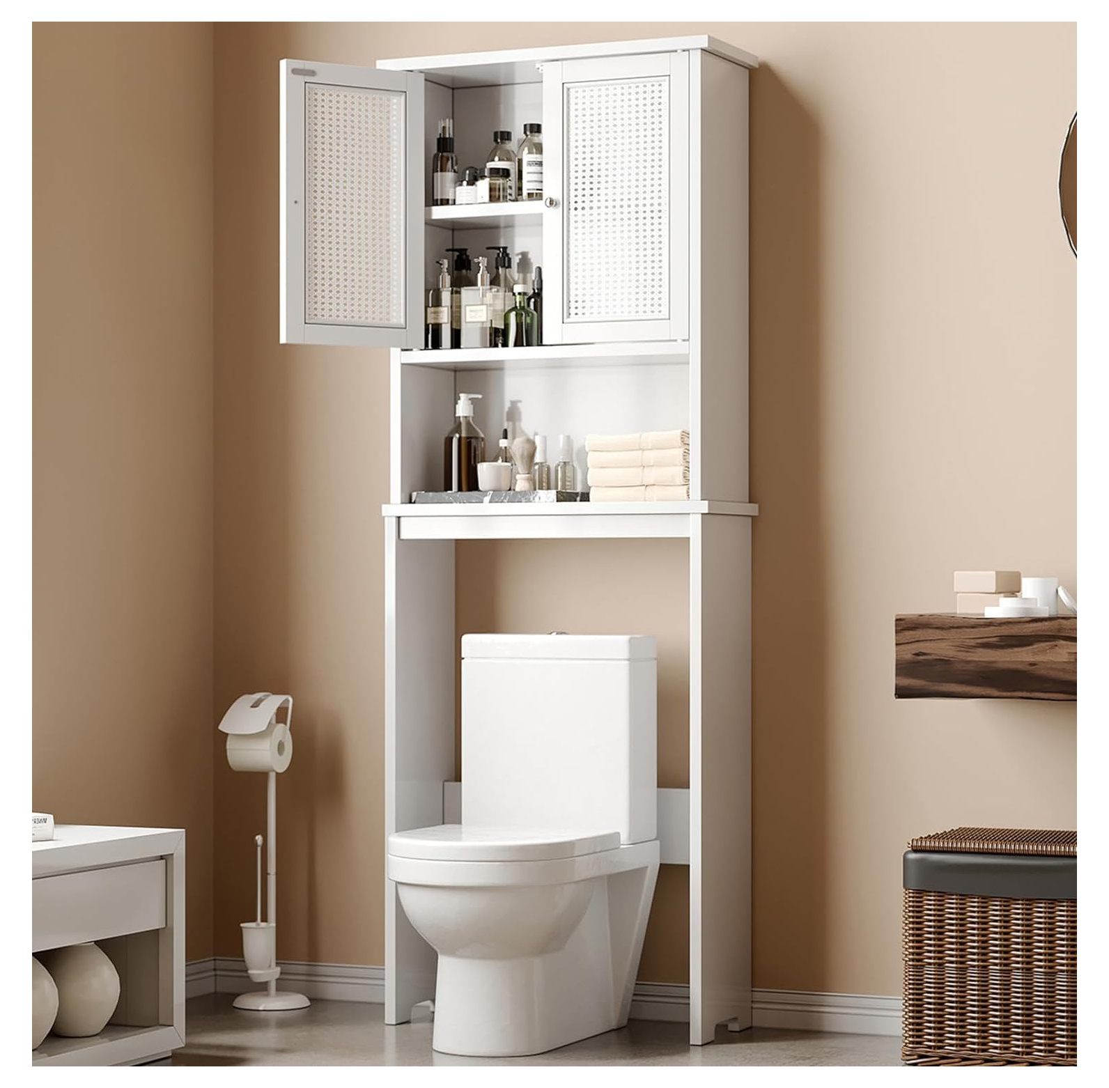 GREATYUUO Over The Toilet Storage Freestanding Wooden Bathroom