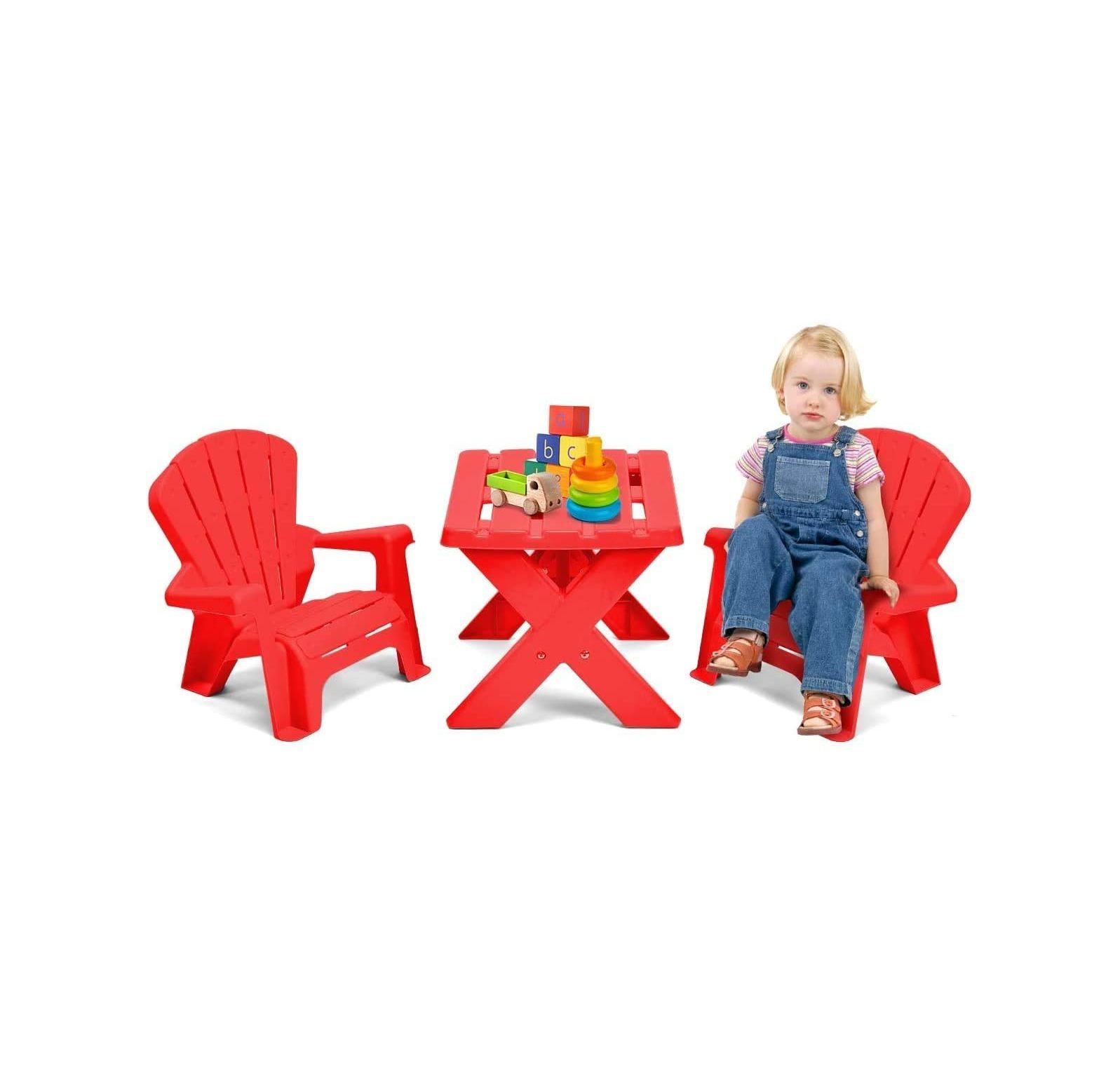 GREATYUUO Toddler Table Chairs Set Children Plastic Furniture Set Chair