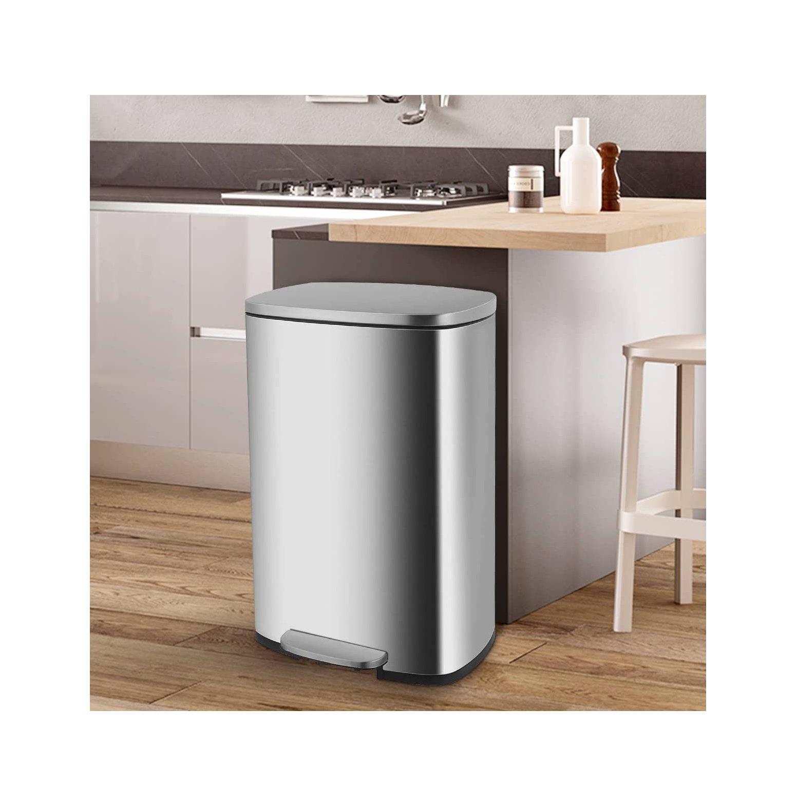 GREATYUUO Trash Can 13.2 Gallon Step Kitchen Garbage Can with Lid