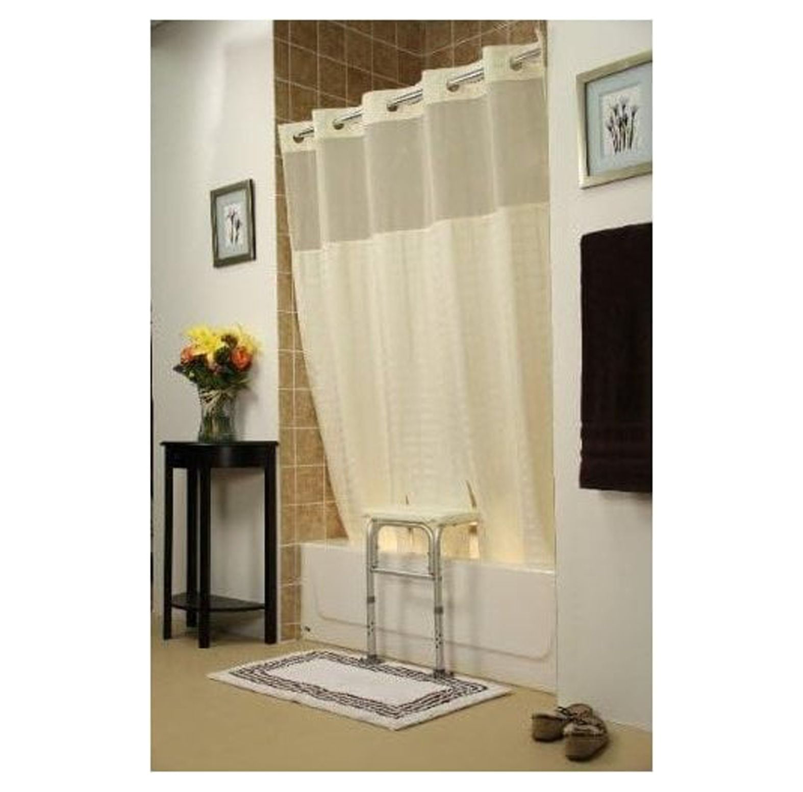 GREATYUUO Whitaker Transfer Bench Shower Curtain White