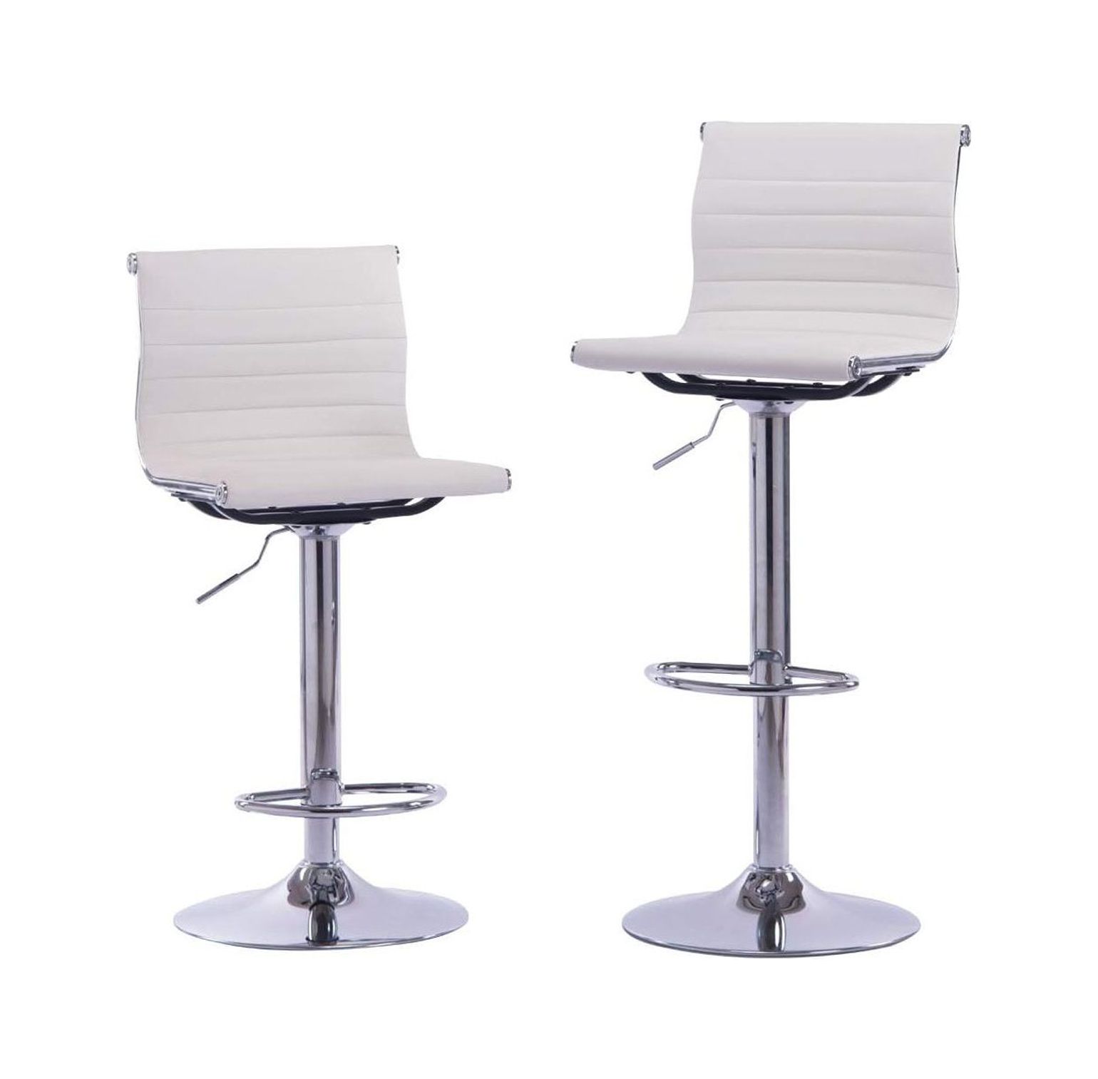 GREATYUUO White Adjustable Swivel Counter Bar Stool Chairs with Back