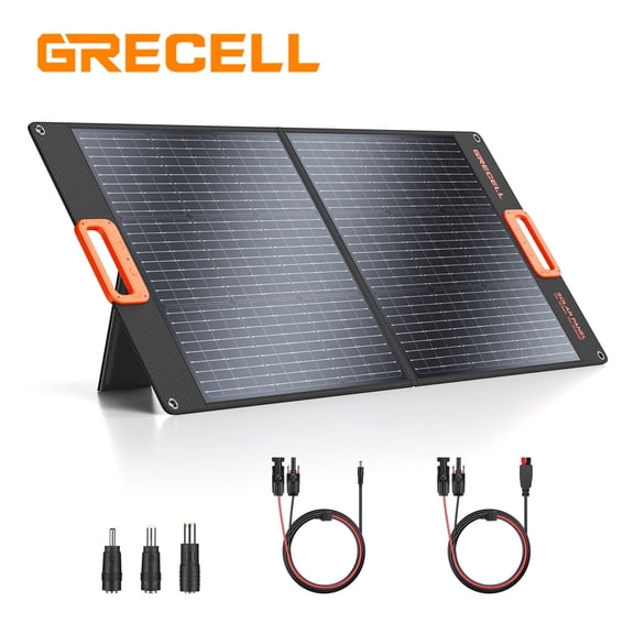 GRECELL Portable Foldable Solar Panel Charger for Power Station Generator 100W 20V Monocrystalline