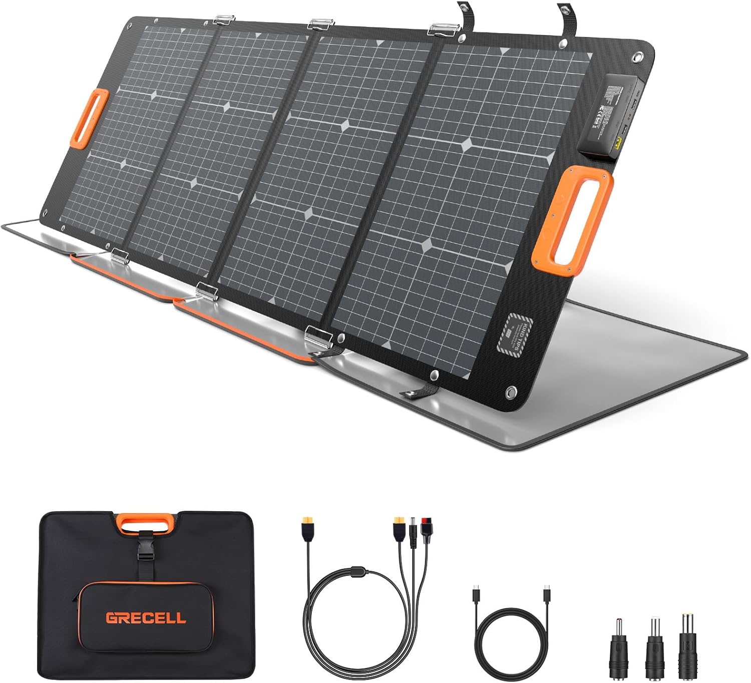 GRECELL 120W Bifacial Portable Solar Panel for Power Station Generator, 21.6V Foldable Waterproof Solar Charger with XT60/Type-C/2 USB DC Output for Camping, RV, Outdoor