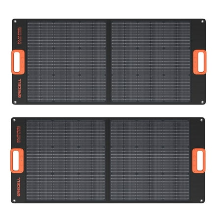GRECELL 2Pack 100W Portable Solar Panel for Power Station Generator, 20V Foldable Solar Cell Solar Charger with MC-4 High-Efficiency Battery Charger for Outdoor Camping