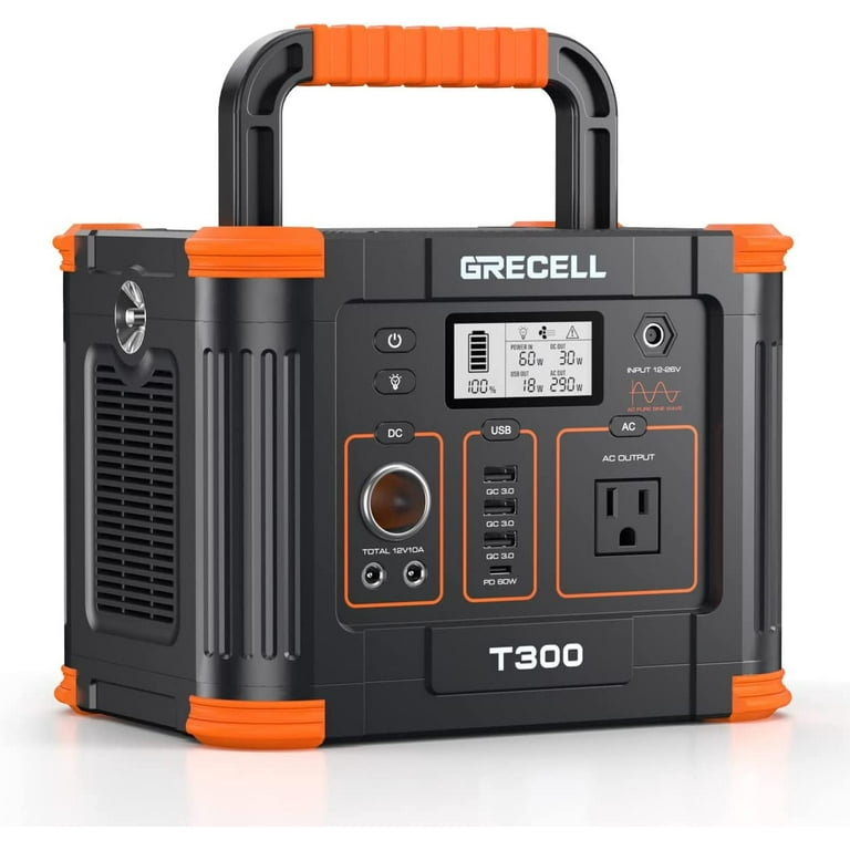 GRECELL 300W Portable Power Station, 288Wh Li-ion Solar Generator