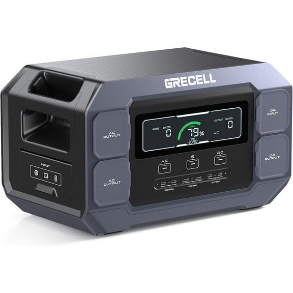 GRECELL Portable Power Station 2200W Solar Generator, 1.25Hrs Fast Charging, 4 2200W (4800W Peak) Generator for Home Use Outdoor Camping Emergency