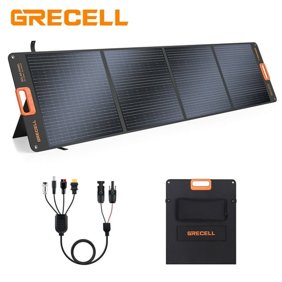 GRECELL Portable Solar Panels for Power Station, 200 GRECELL 200W Portable Solar Panel for Power Station, Foldable Solar Charger, IP65 Waterproof Solar Panel Kit DC XT60 Anderson Aviation Output