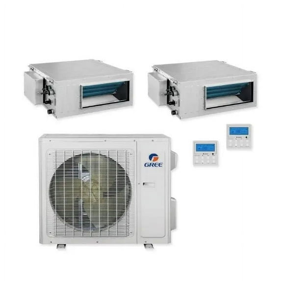 GREE Multi Gen2 Series 24,000 BTU 2-Zone Concealed Duct 12K+12K Ductless Mini-Split System