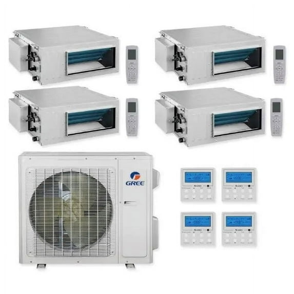 GREE Multi Gen2 Series 42,000 BTU 4-Zone Concealed Duct 12K+12K+18K+18K Ductless Mini-Split System