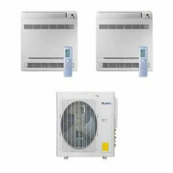 GREE Multi+ Ultra Series 18,000 BTU 2-Zone Mini Floor Console 9K+9K Ductless Mini-Split System