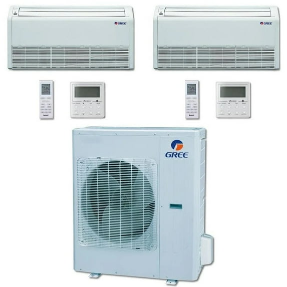 GREE Multi+ Ultra Series 36,000 BTU 2-Zone Universal Floor/Ceiling 12K+18K Ductless Mini-Split System