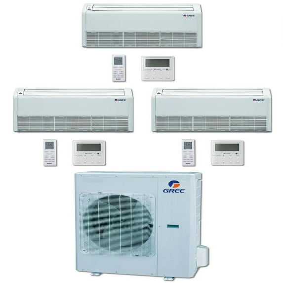 GREE Multi+ Ultra Series 36,000 BTU 3-Zone Universal Floor/Ceiling 9K+9K+24K Ductless Mini-Split System